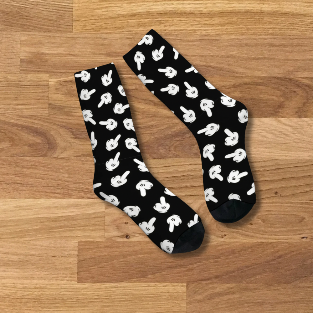 Toon Finger Gesture All Over Print Socks