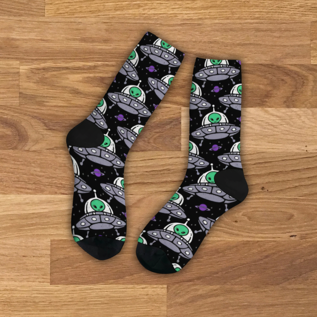 Toon Space Alien Men All Over Print  Socks
