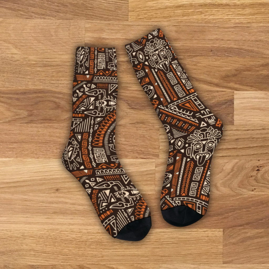 Mayan Style Design Print All Over Socks